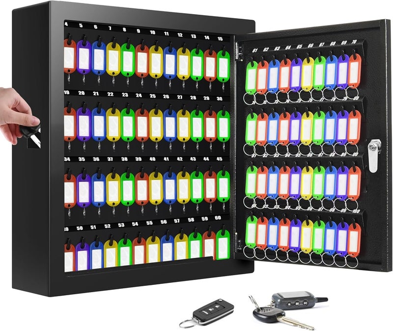 Oepmoc 100 Keys Key Lock Box, Anti-Theft Key Cabinet with Key Tags, Key Organizer Wall Mount for Car Garage House Rental Office Business - Image 1